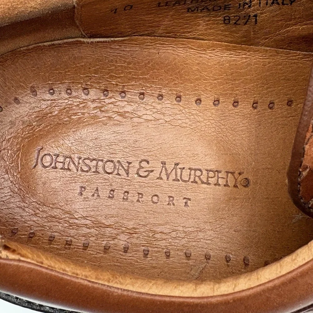 10 M JOHNSTON &‎ MURPHY COGNAC TAN WOVEN LACE-UP OXFORD DRESS SHOES
